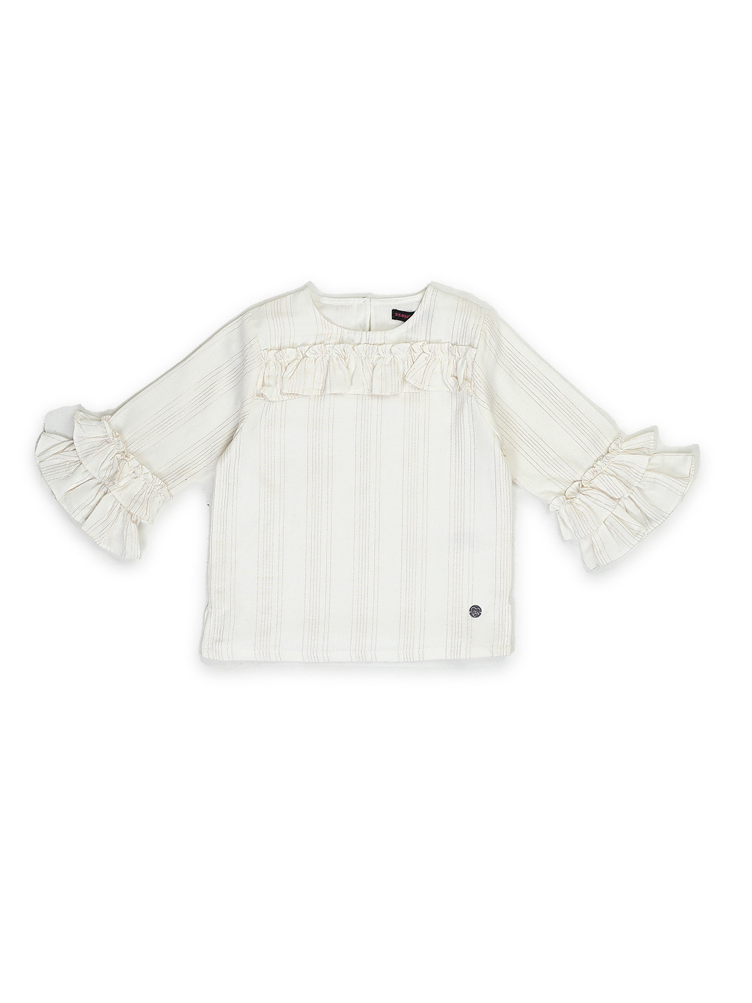 toothless Girls Striped Bell Sleeve Cotton Top