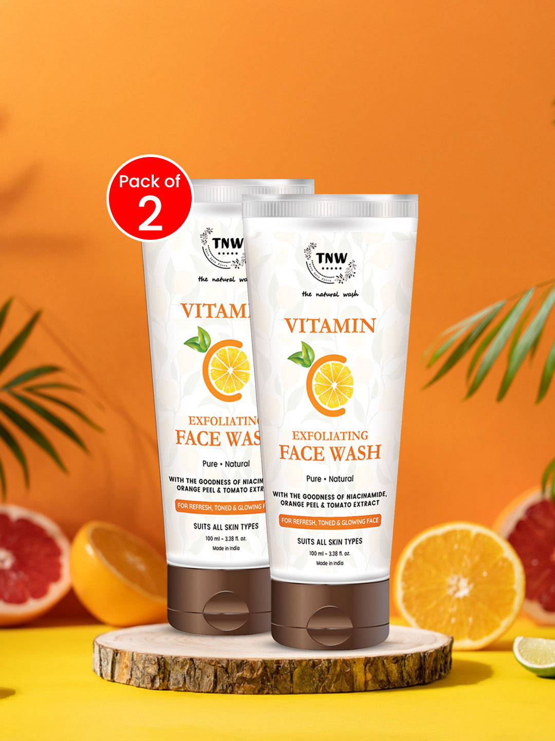 TNW the natural wash Set Of 2 Vitamin C Exfoliating Face Washes-100ml  Each