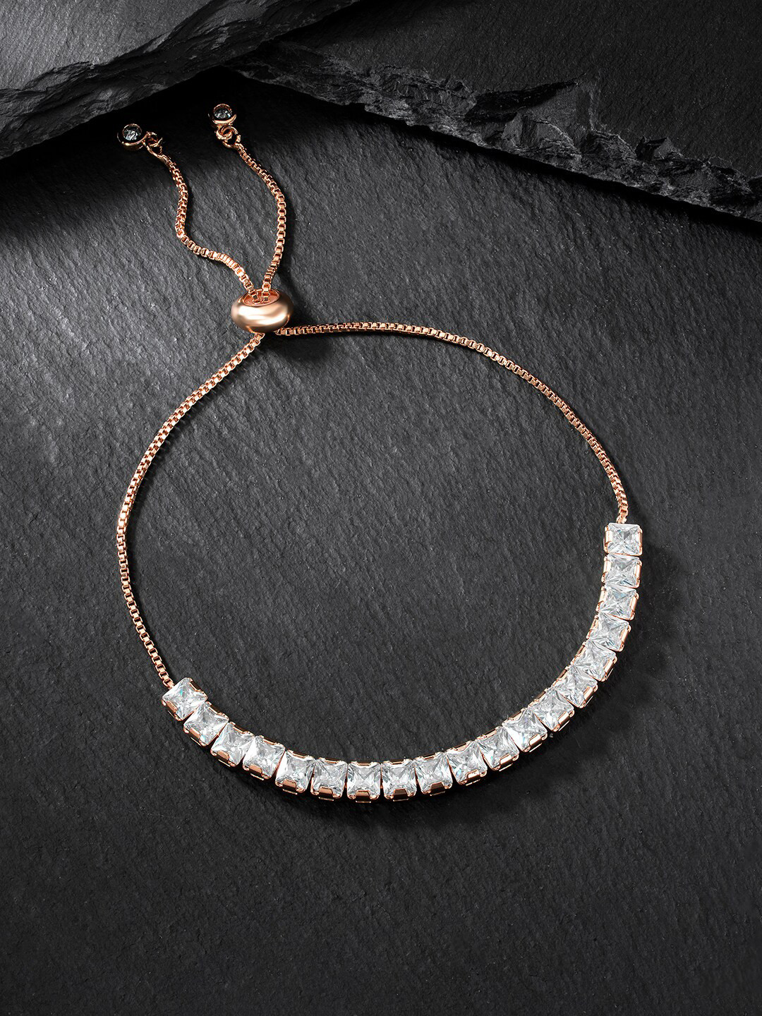 Peora Cubic Zirconia Rose Gold-Plated Charm Bracelet