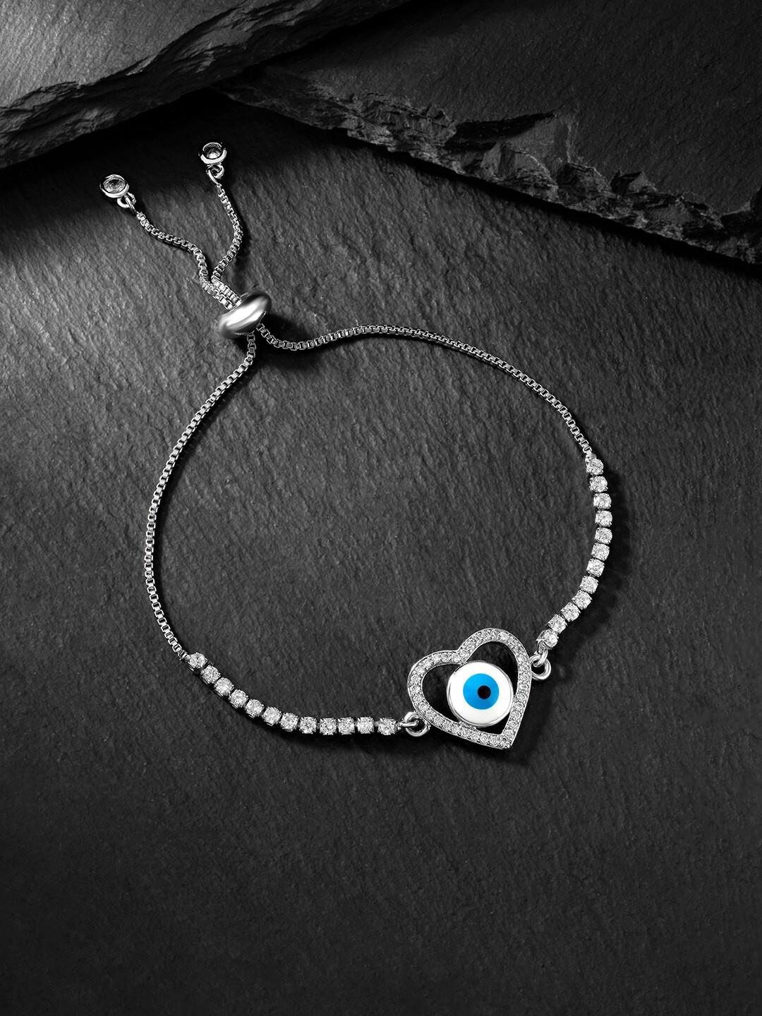 Peora Cubic Zirconia Silver-Plated Charm Bracelet