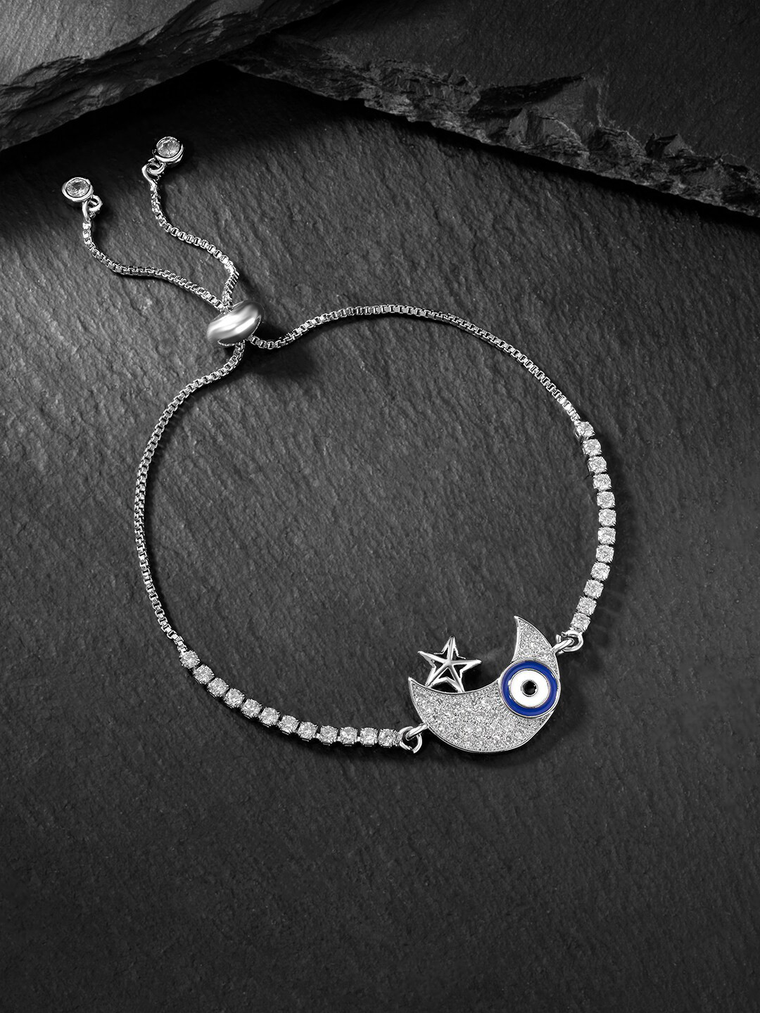 Peora Cubic Zirconia Silver-Plated Charm Bracelet