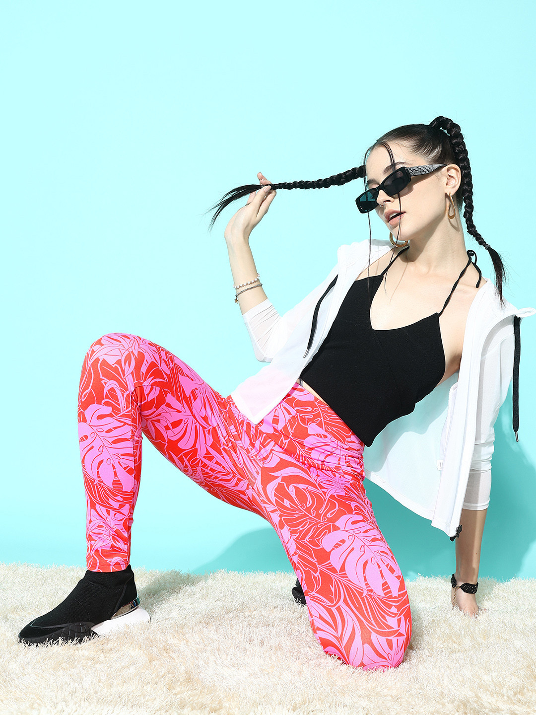 Berrylush Women Printed High Waisted Sports Tights