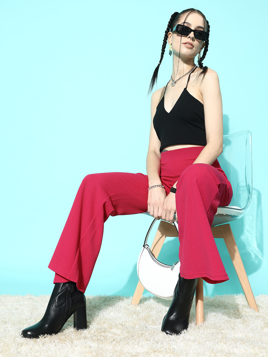 Berrylush Women Comfort High-Rise Bootcut Trousers