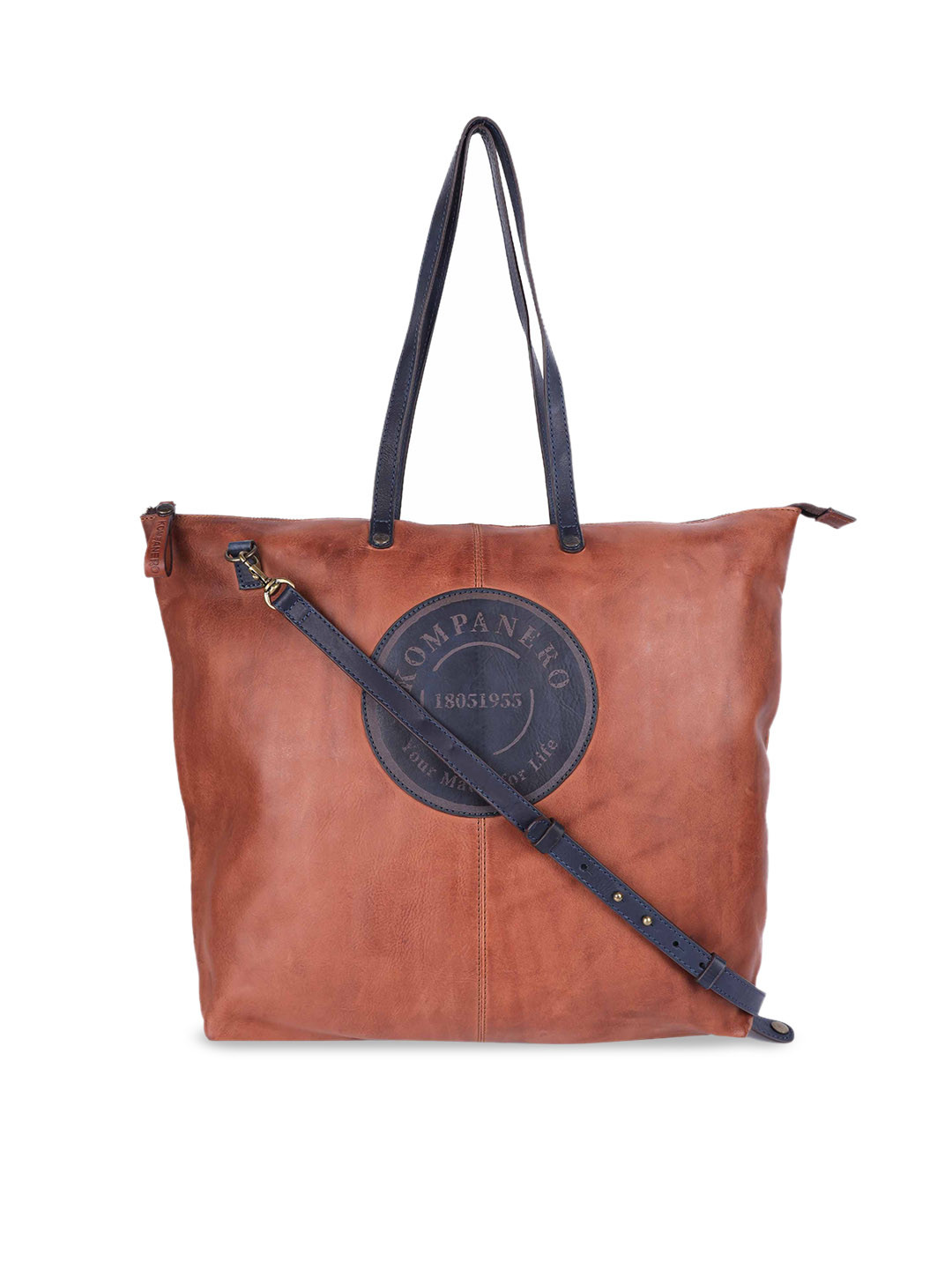 KOMPANERO Textured Leather Structured Tote Bag