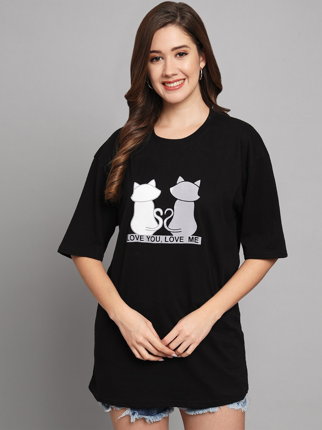 Funday Fashion Graphic Printed Oversized Cotton T-shirt