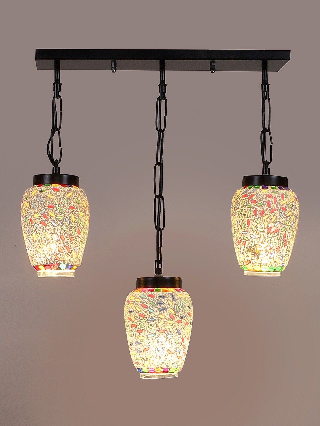 Devansh Black & White Mosaic Design Cluster Glass Hanging Lamps