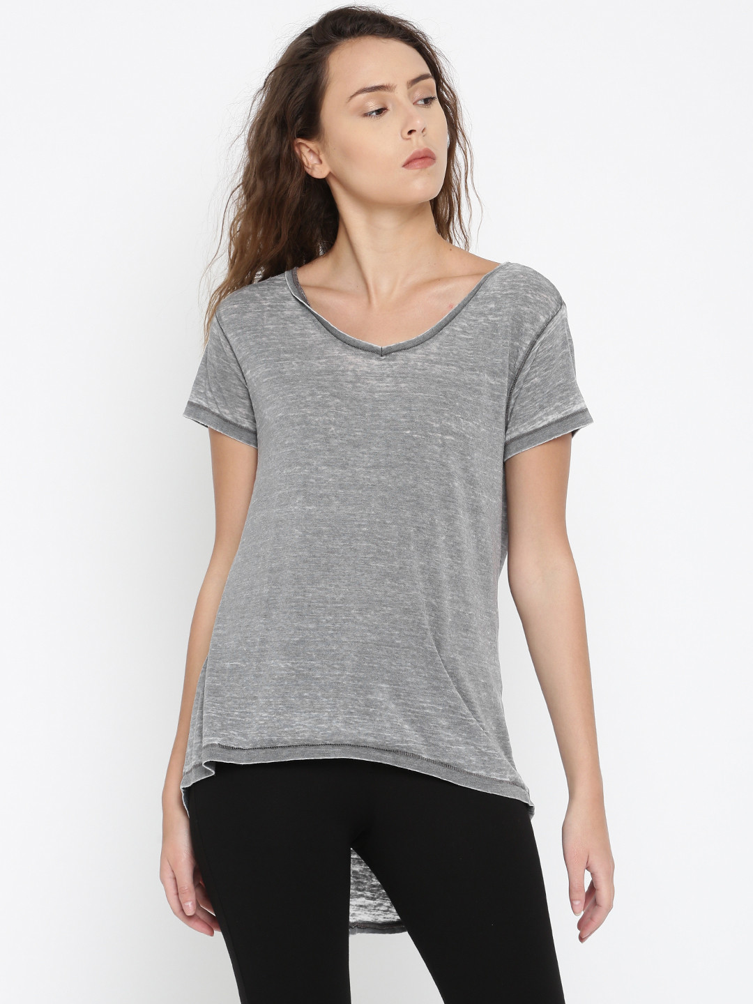 v neck high low t shirt