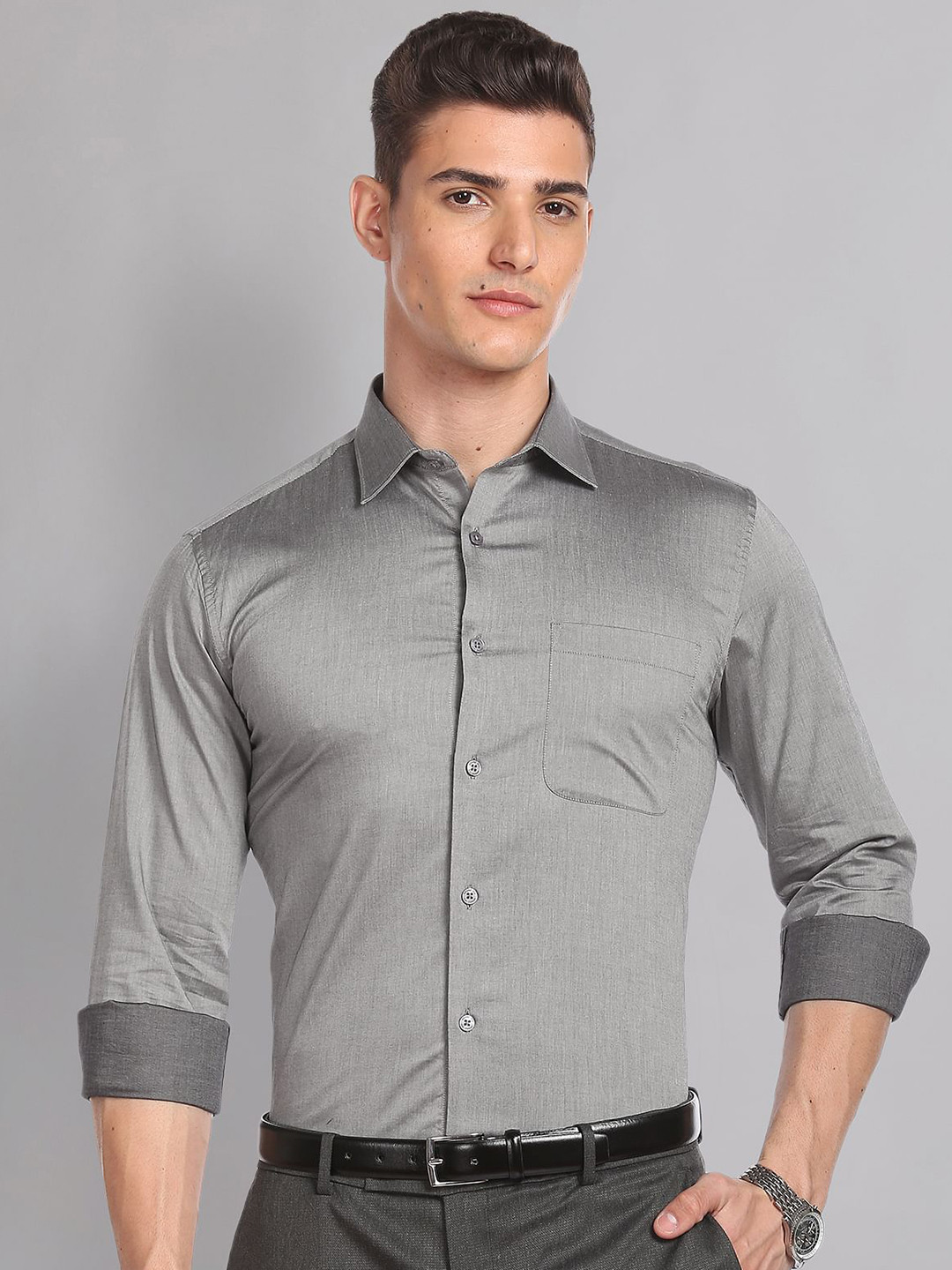 AD By Arvind Pure Cotton Everlast Press Formal Shirt