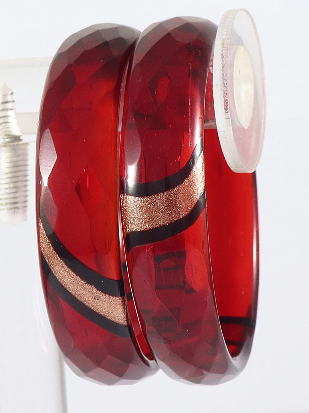 NMII Set Of 2 Diamond Pattern Glossy Kada Bangles