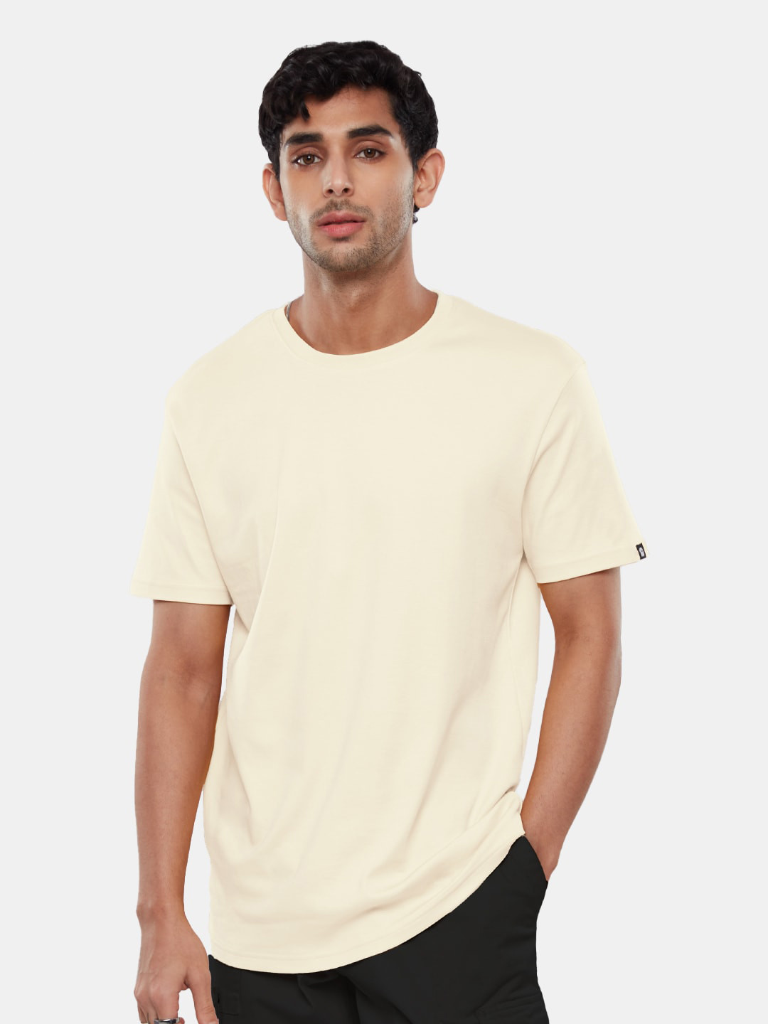 The Souled Store Off White Round Neck Pure Cotton T-shirt