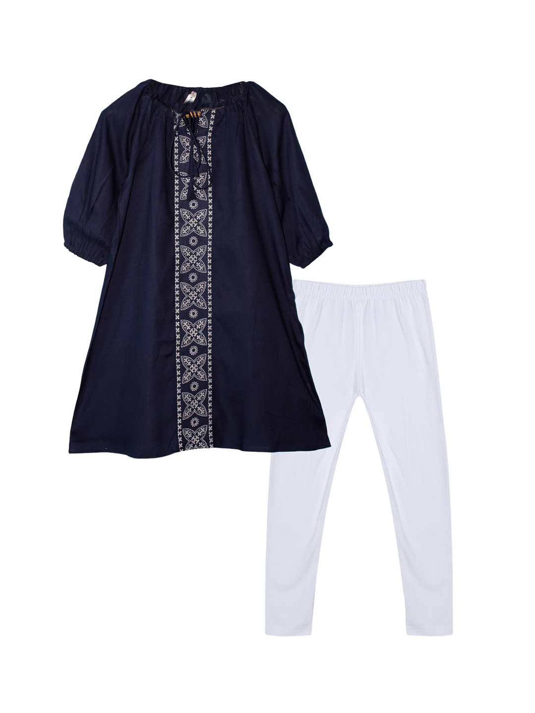 KiddoPanti Girls Ethnic Motifs Embroidered A-Line Kurta & Leggings