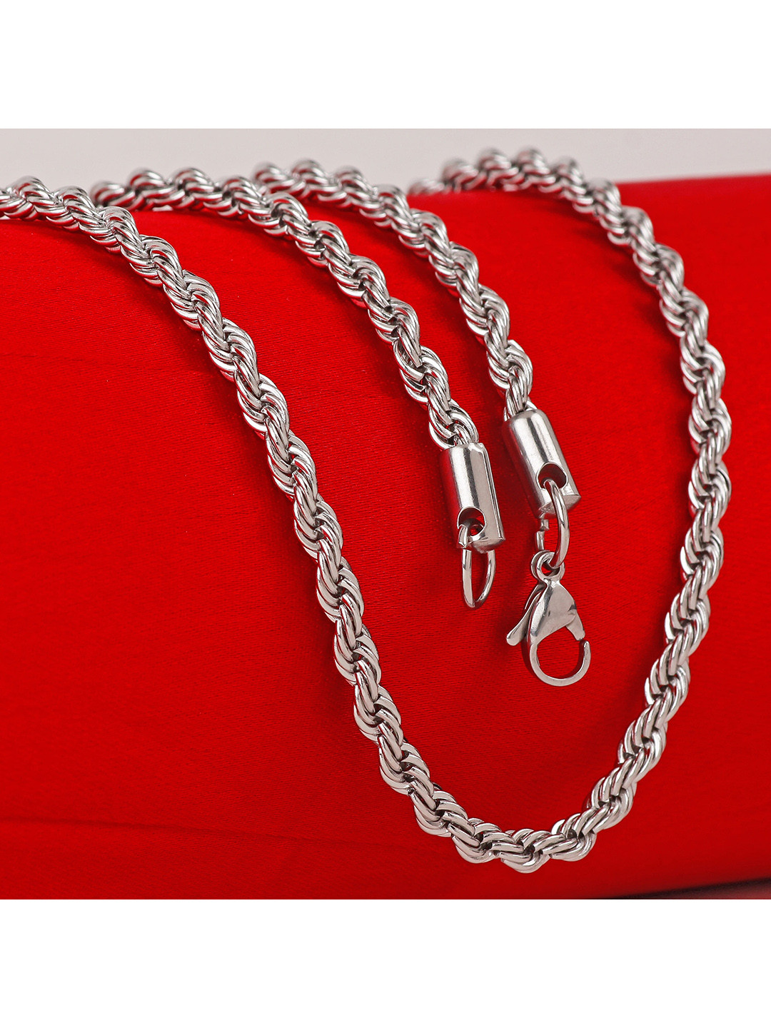 Fashion Frill Men Silver-Plated Rope Design Stainless Steel Statement Chain