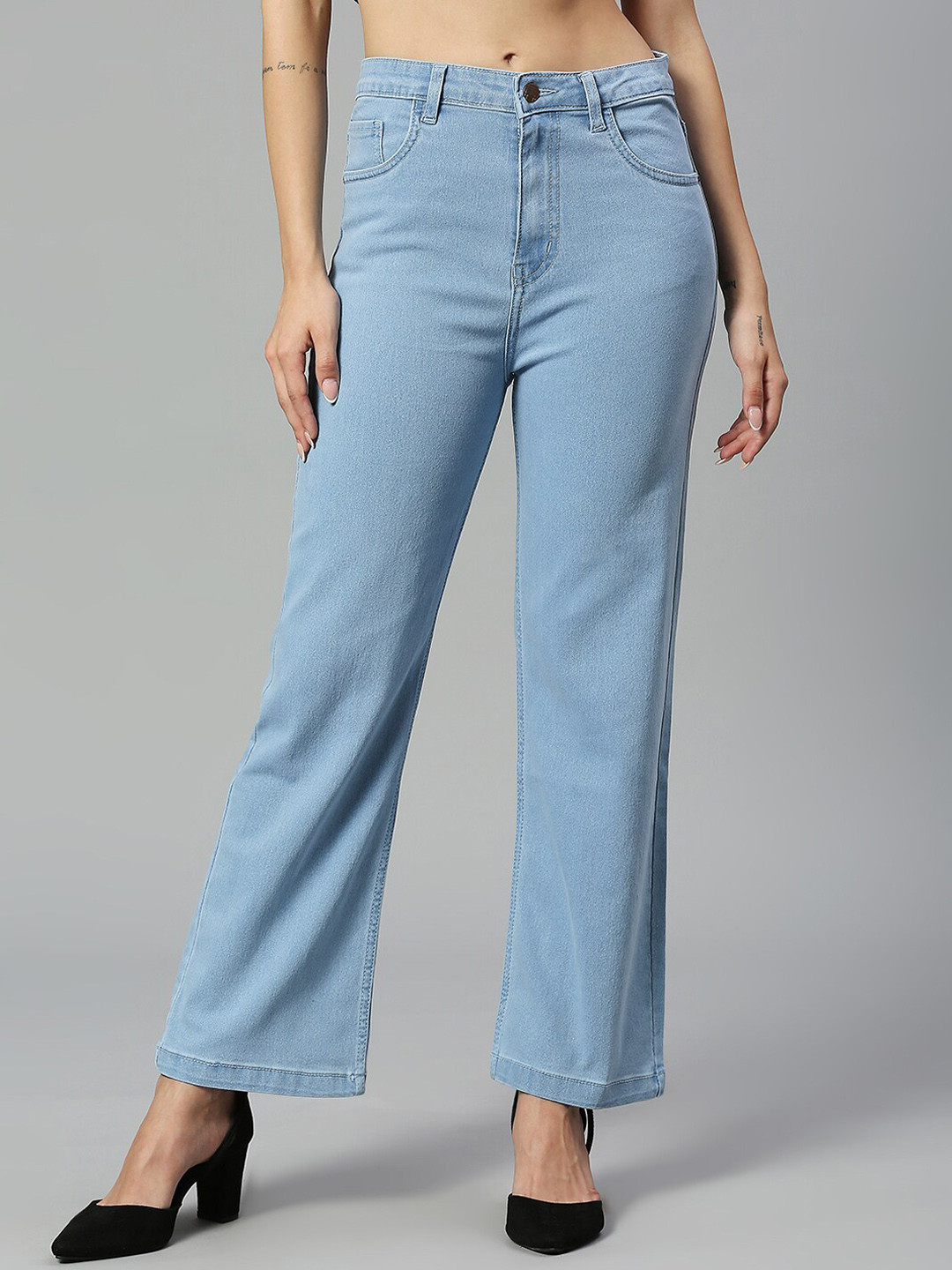 HJ HASASI Women Flared Mid-Rise Stretchable Jeans