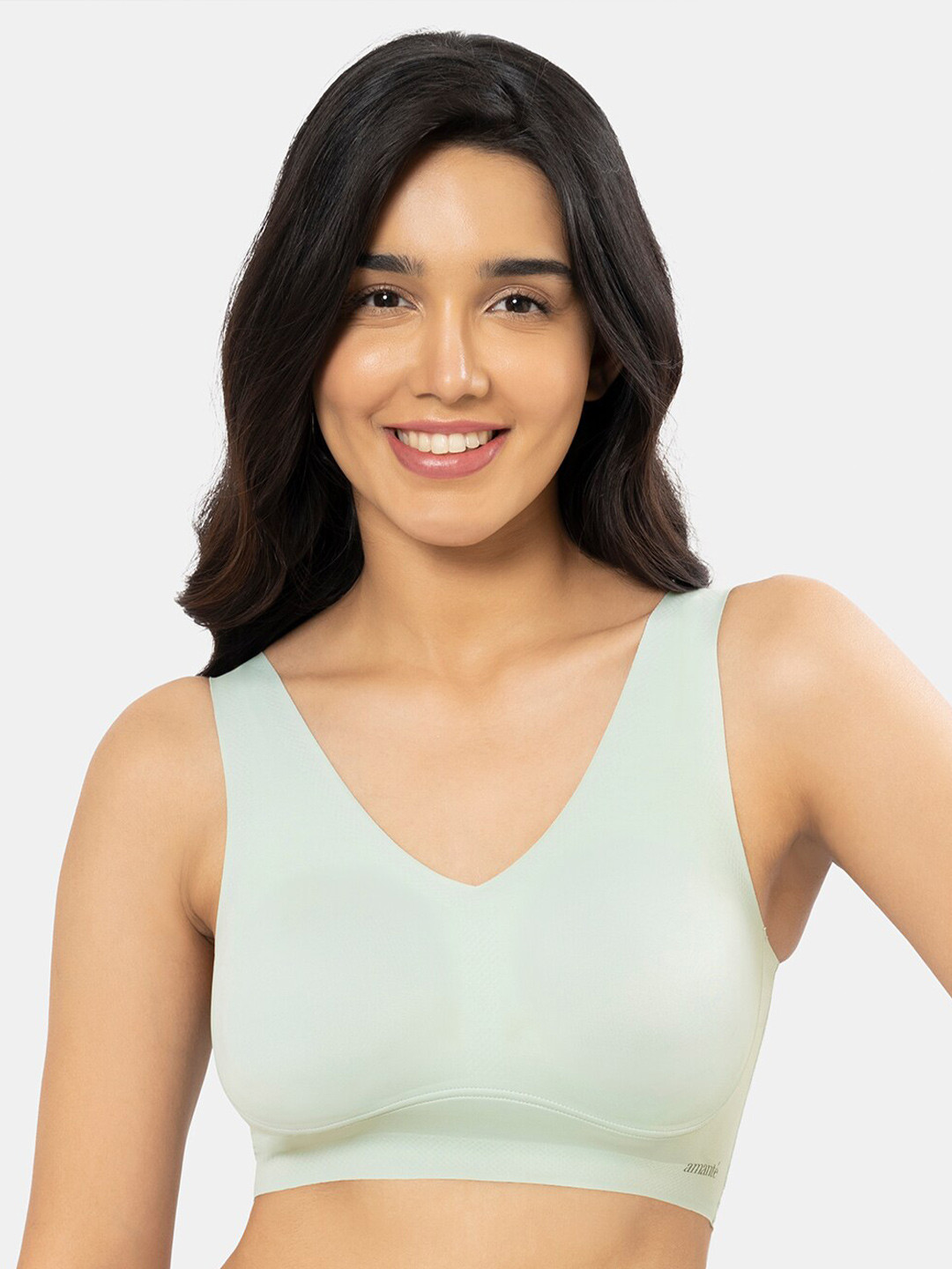 Amante Solid Non Padded Wirefree Skins V-Neck Slip-On Bra - BRA83401