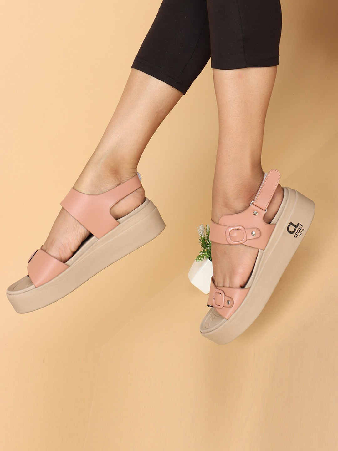 Carlton London sports Women Open Toe Flatform Heels With Backstrap