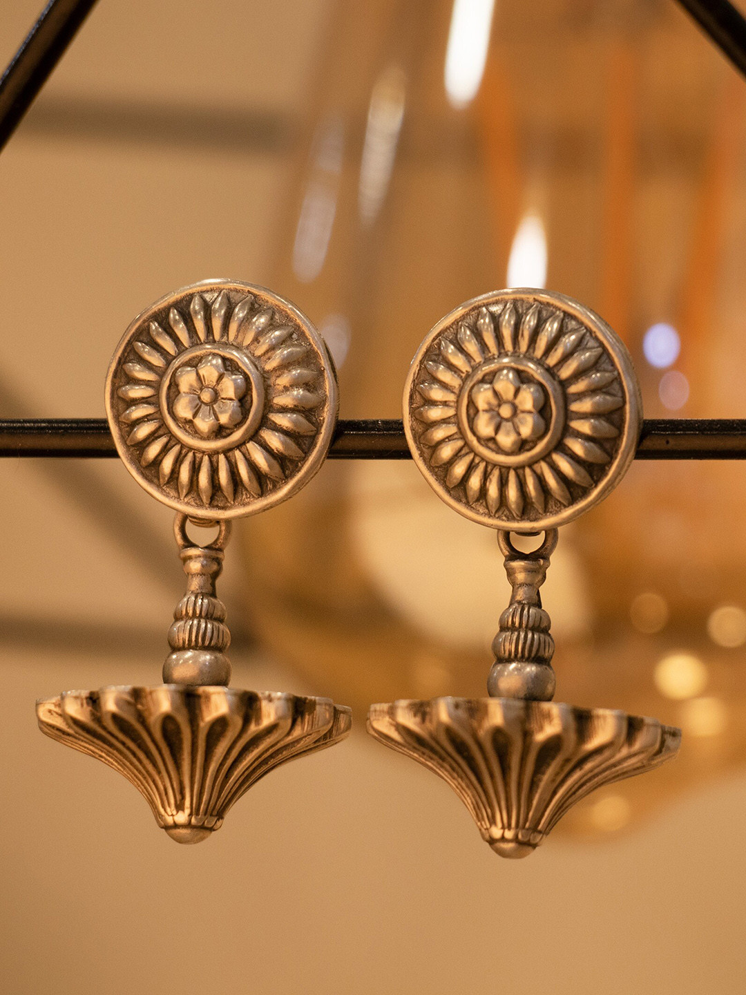 Shyle 925 Sterling Silver Flower Drop Earrings