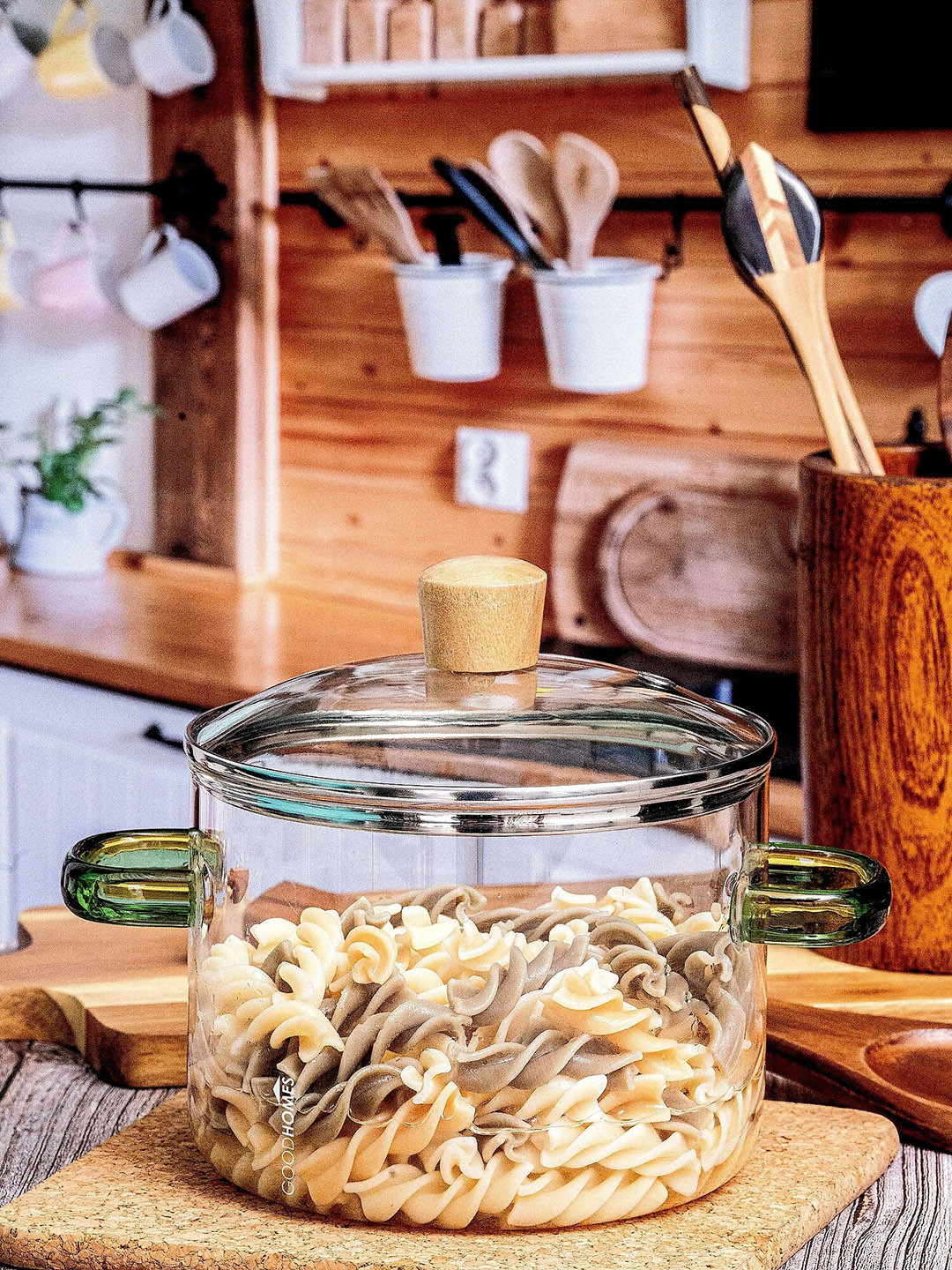 GOODHOMES Transparent Glass Serving Casserole With Lid
