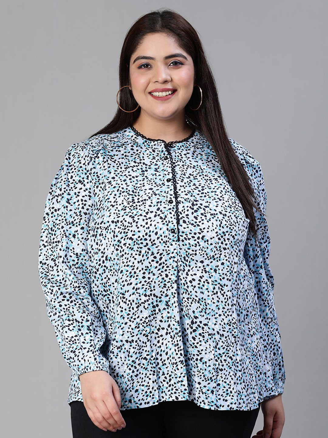 Oxolloxo Plus Size Animal Print Shirt Style Top