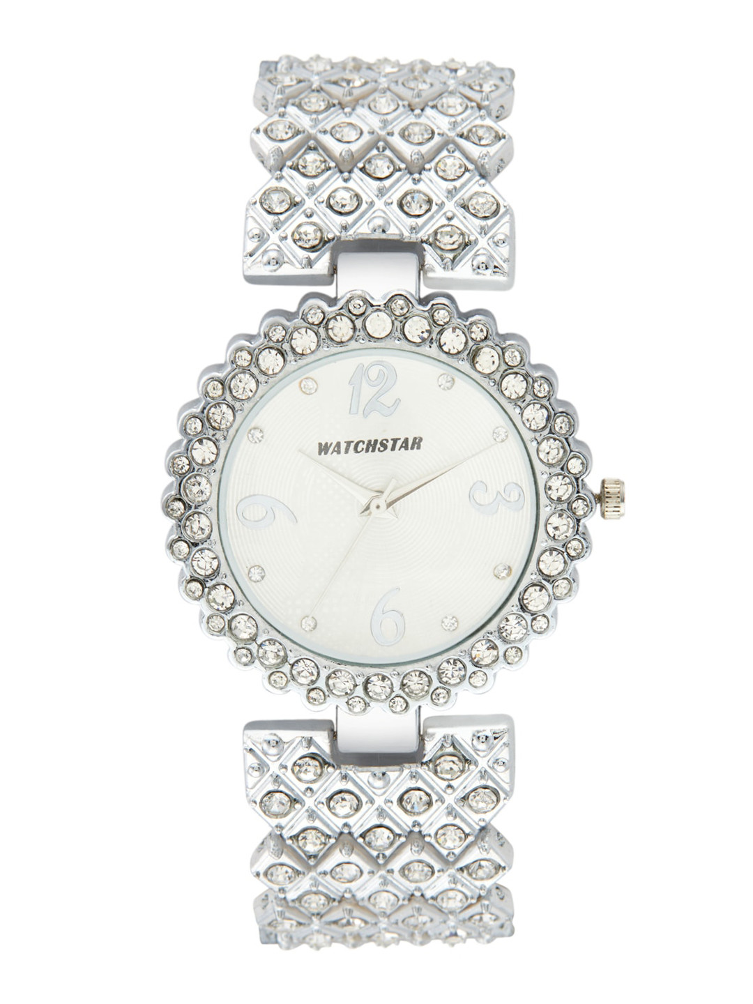WATCHSTAR Women Embellished Dial & Stainless Steel Straps Analogue Watch Dollar Silver