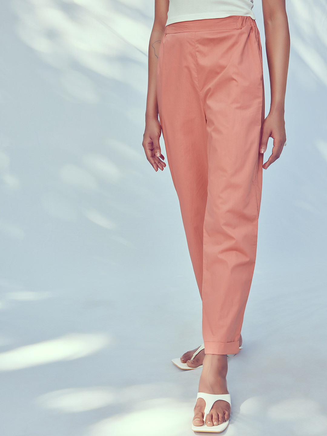 The Label Life Women High-Rise Cotton Trousers