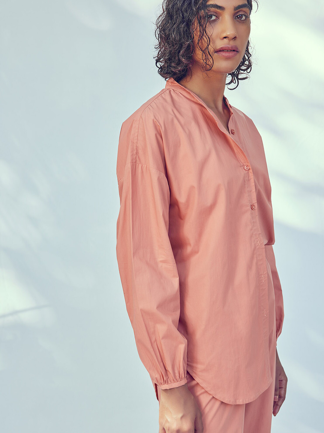 The Label Life Mandarin Collar Cotton Casual Shirt