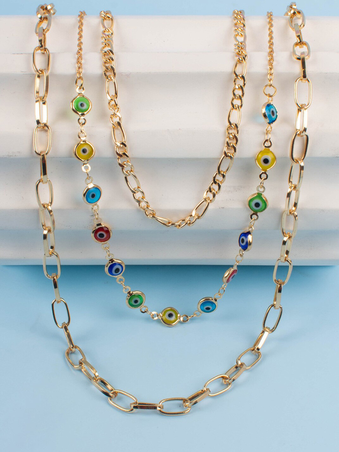 Jewelz Gold-Plated Evil Eye Layered Necklace