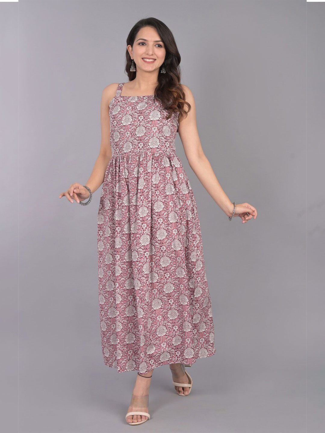 Do Dhaage Floral Printed Fit and Flare Maxi Dress