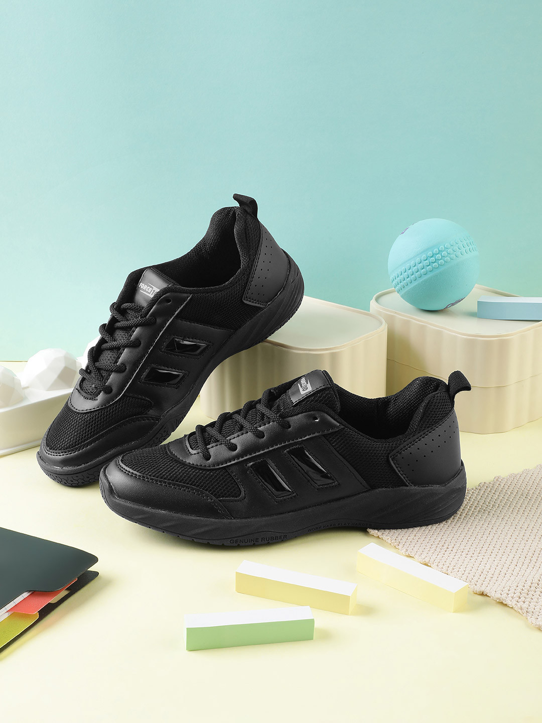 Liberty Force 10 kids Black Lacing School Shoes