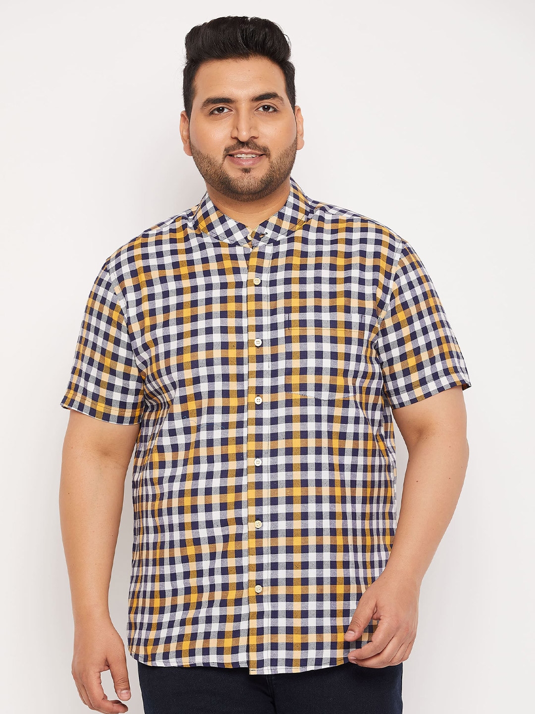 bigbanana Plus Size Gingham Checked Pure Cotton Casual Shirt