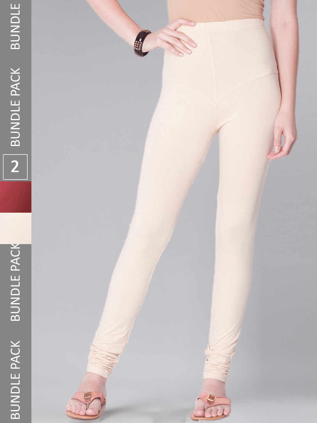 Dollar Missy Women Pack Of 2 Cotton Super Soft Full Length Churidar Leggings