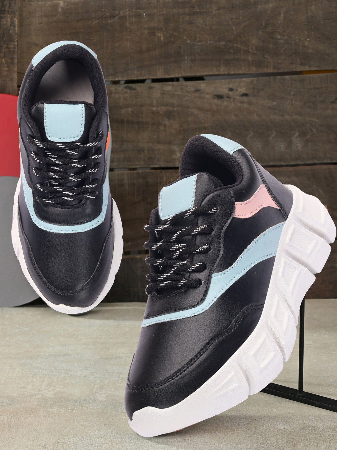 Colo Women Colourblocked Contrast Sole Sneakers