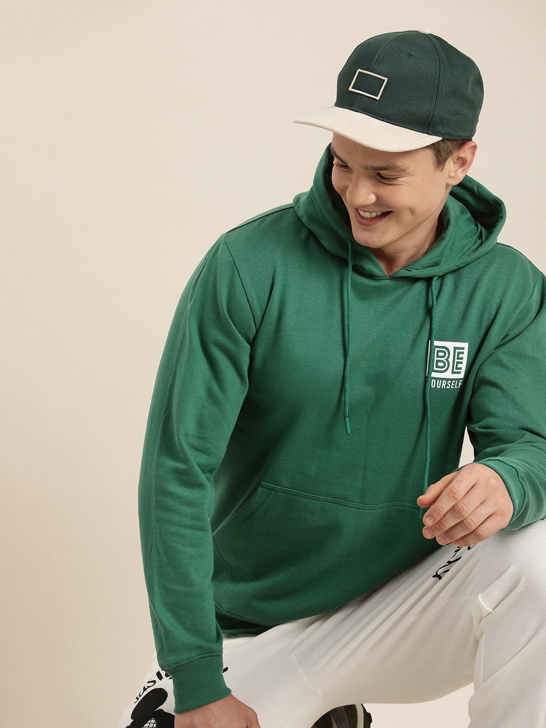 HERE&NOW Long Sleeves Hooded Sweatshirt With Minimal Graphic Print Detail