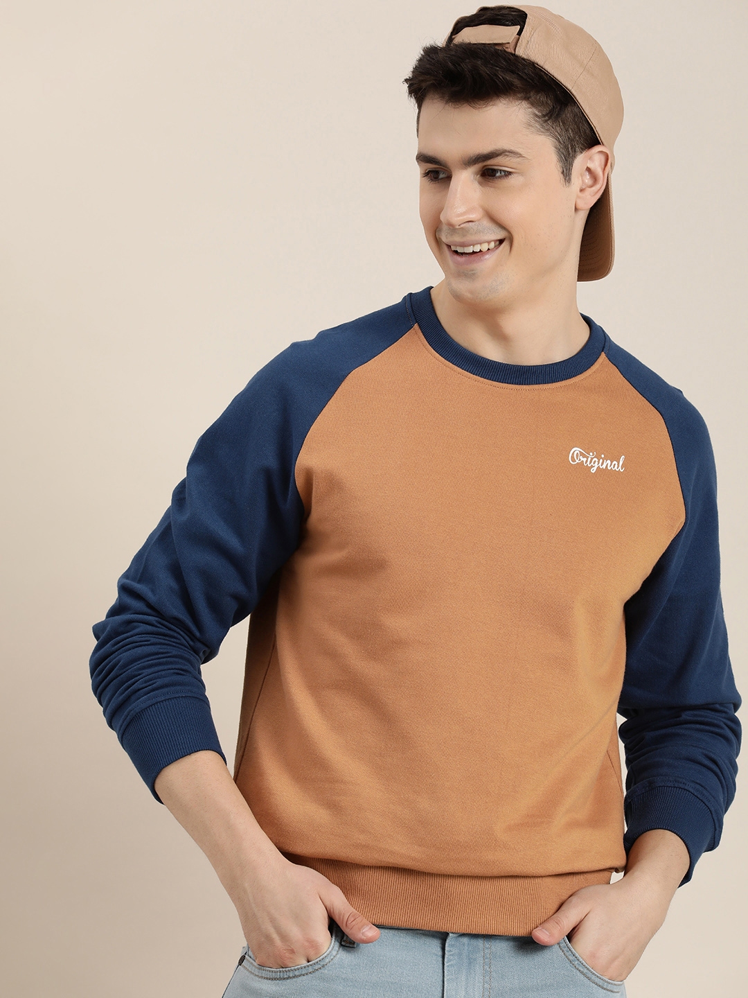 HERE&NOW Pure Cotton Raglan Sleeves Sweatshirt