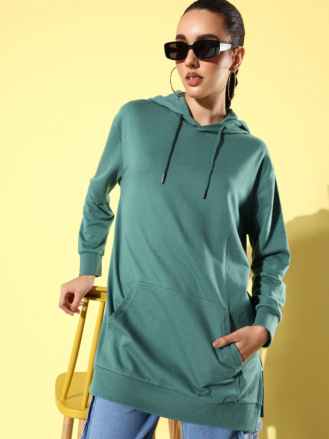 The Roadster Life Co. Solid Hooded Logline Sweatshirt