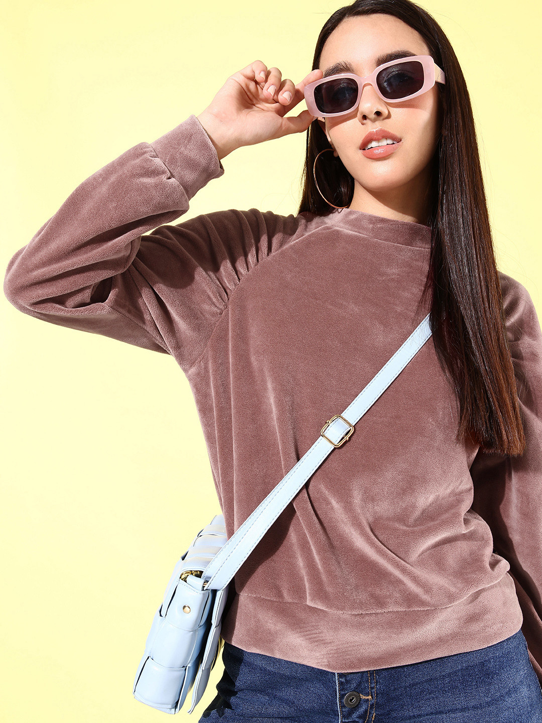 The Roadster Life Co. Ruching at the sleeves Frosty Winters-Velvet Vixen Sweatshirt