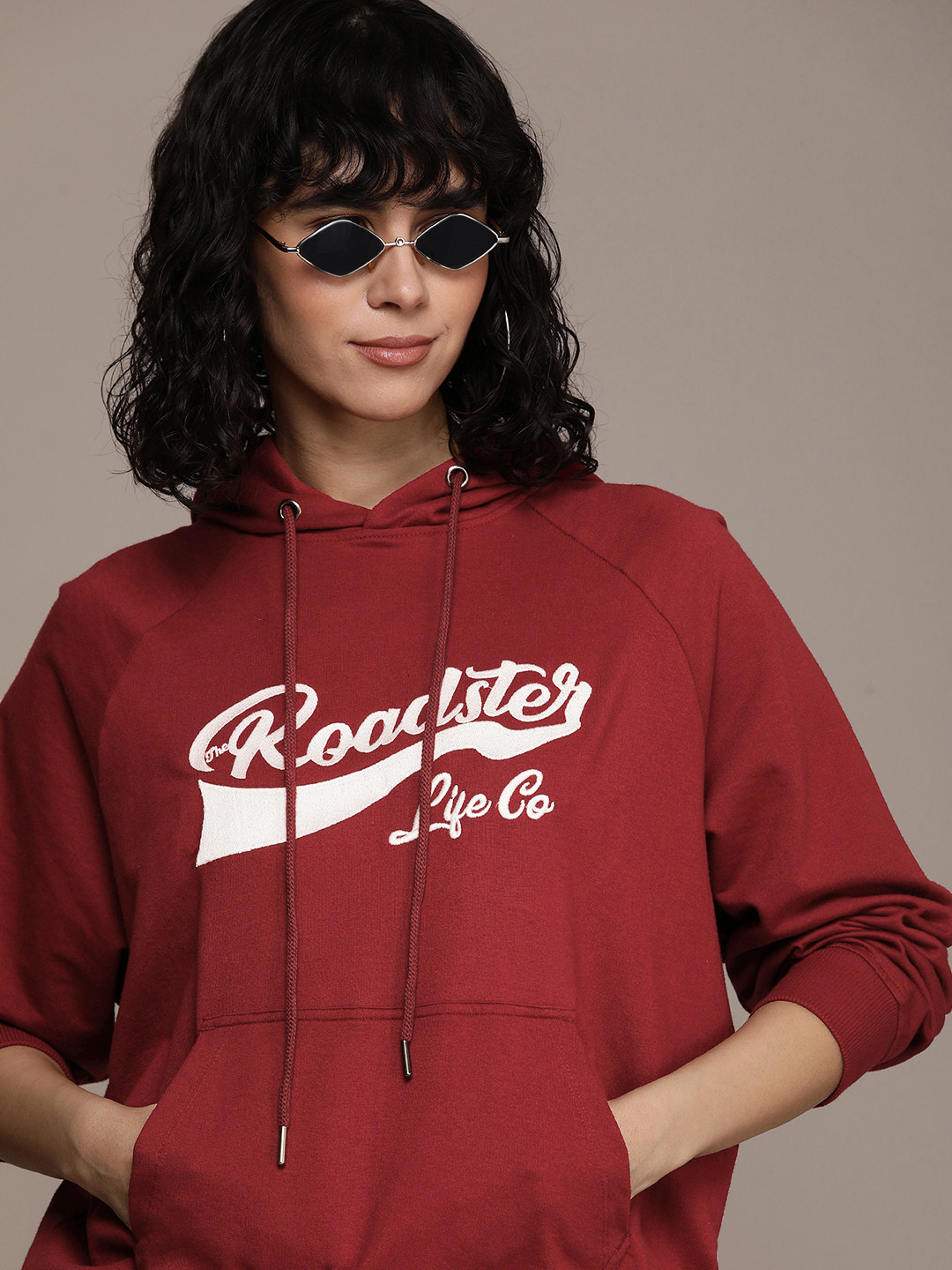 The Roadster Life Co. Brand Logo Printed Hooded Oversized Sweatshirt