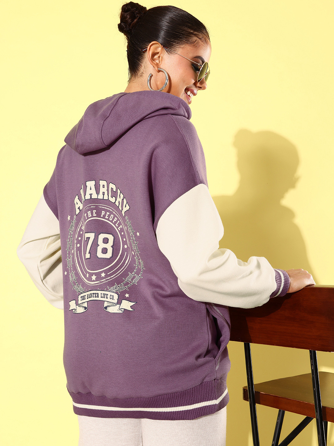 The Roadster Life Co. November-Winter Discotheque-Very Varsity Printed Hooded Sweatshirt