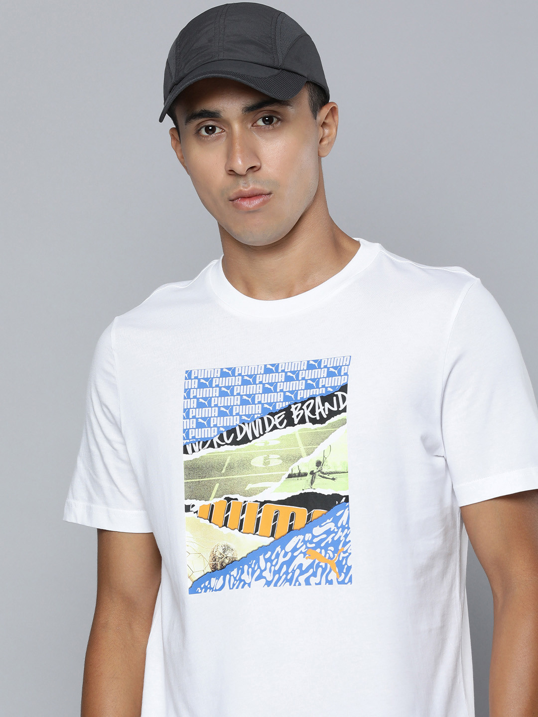 Puma Men Brand Logo Graphic Photo Print Knitted Regular fit Pure Cotton T-Shirt