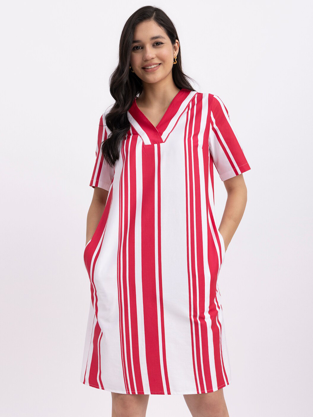 FableStreet Striped Formal A-Line Women Dress
