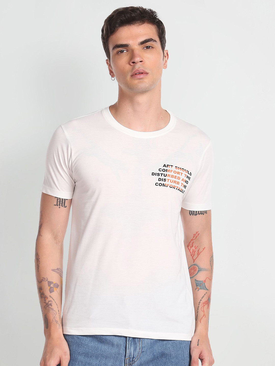 Flying Machine Round Neck Short Sleeves T-shirt
