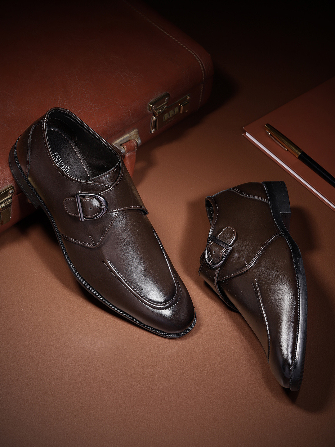 INVICTUS Men Buckle Detail Monk Shoes