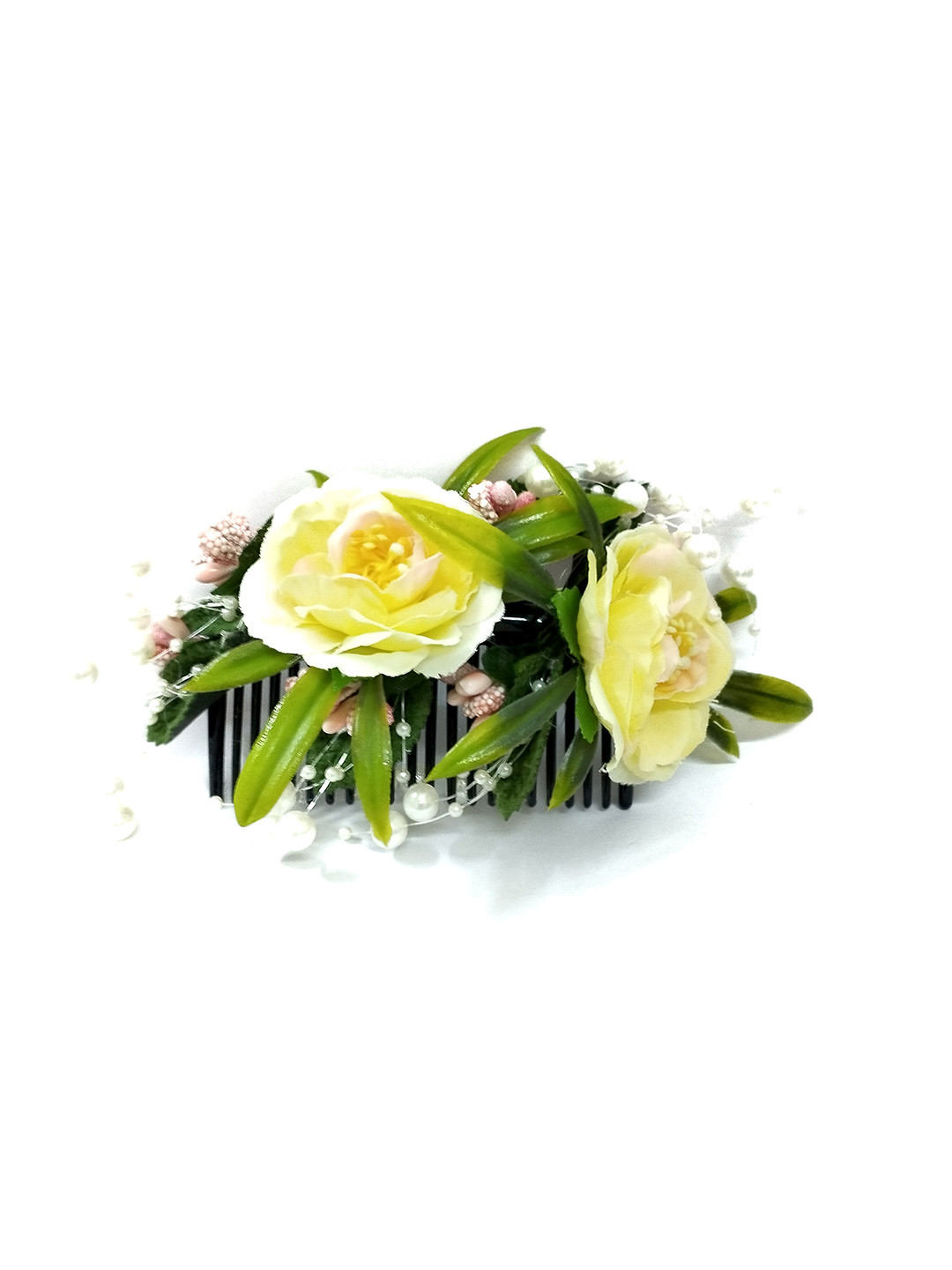 Hair Flare Flower with Artificial Beads Embellished Comb Pin