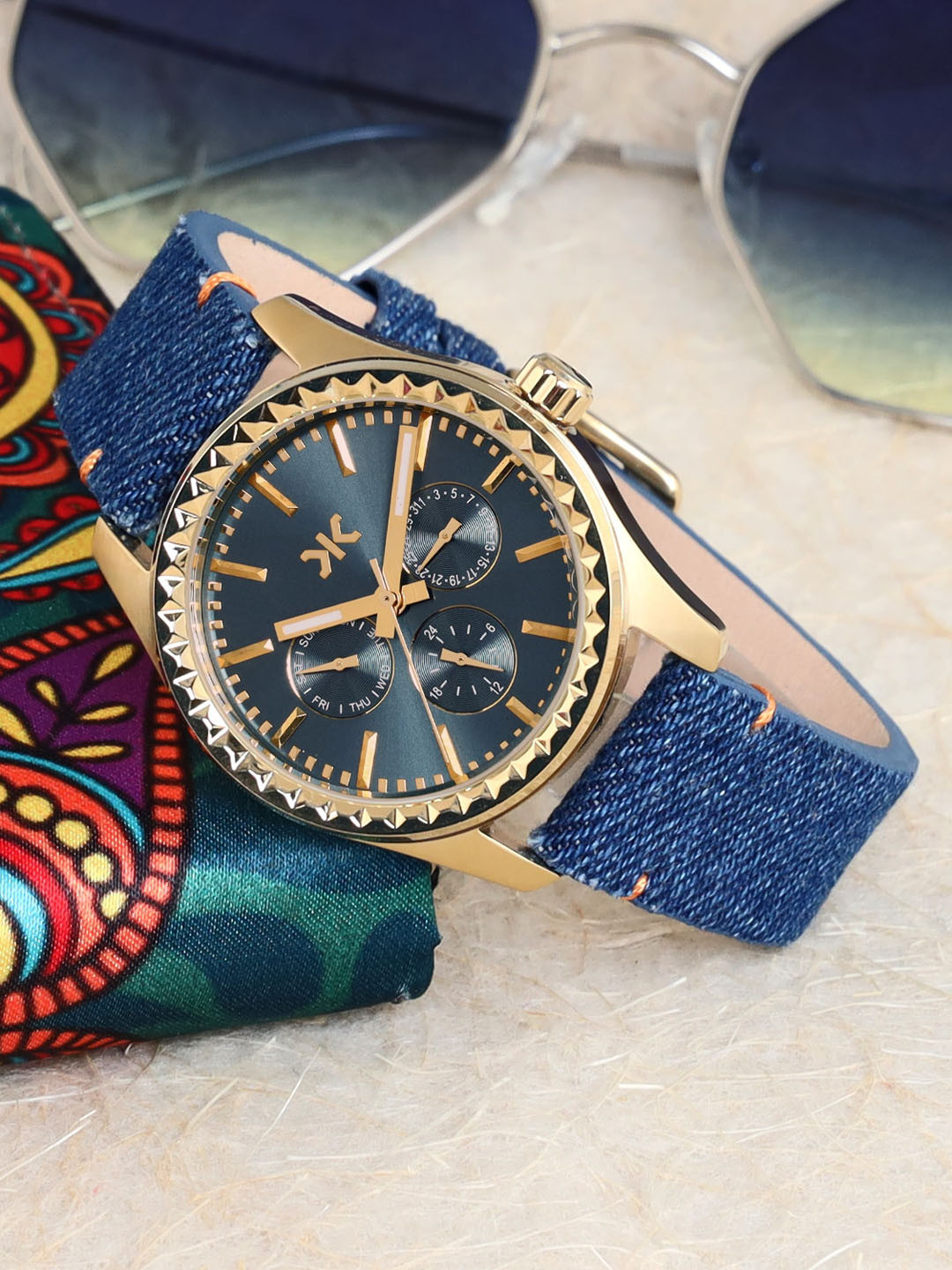 Killer Women Brass Patterned Dial & Straps Analogue Watch KLWII527C