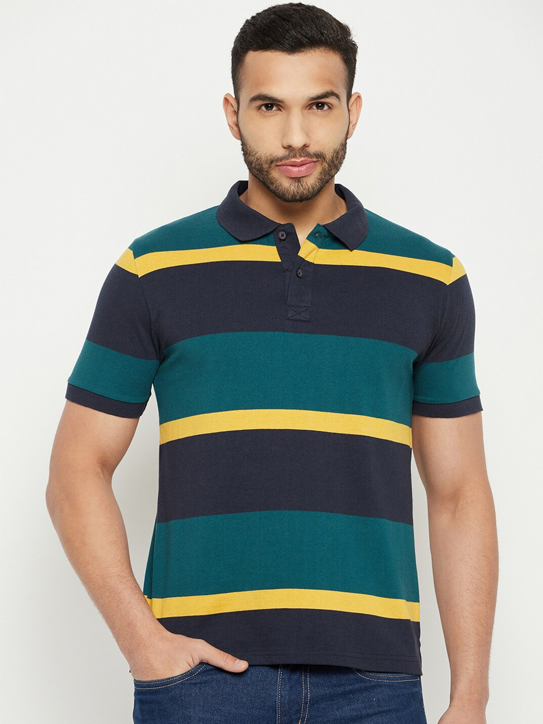 Austin wood Striped Polo Collar Cotton T-shirt