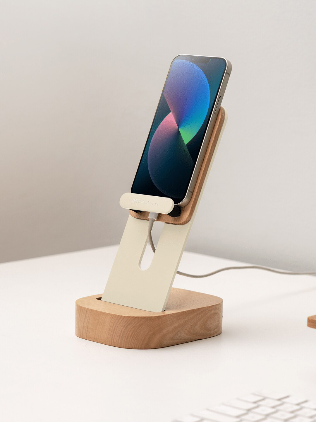 DailyObjects Beige & White Mount Adjustable Phone Stand