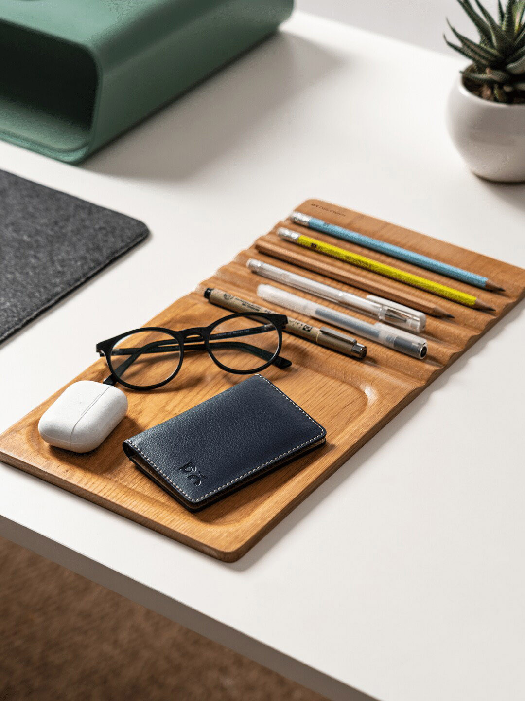 DailyObjects Tan-Brown Striate Wooden Tray