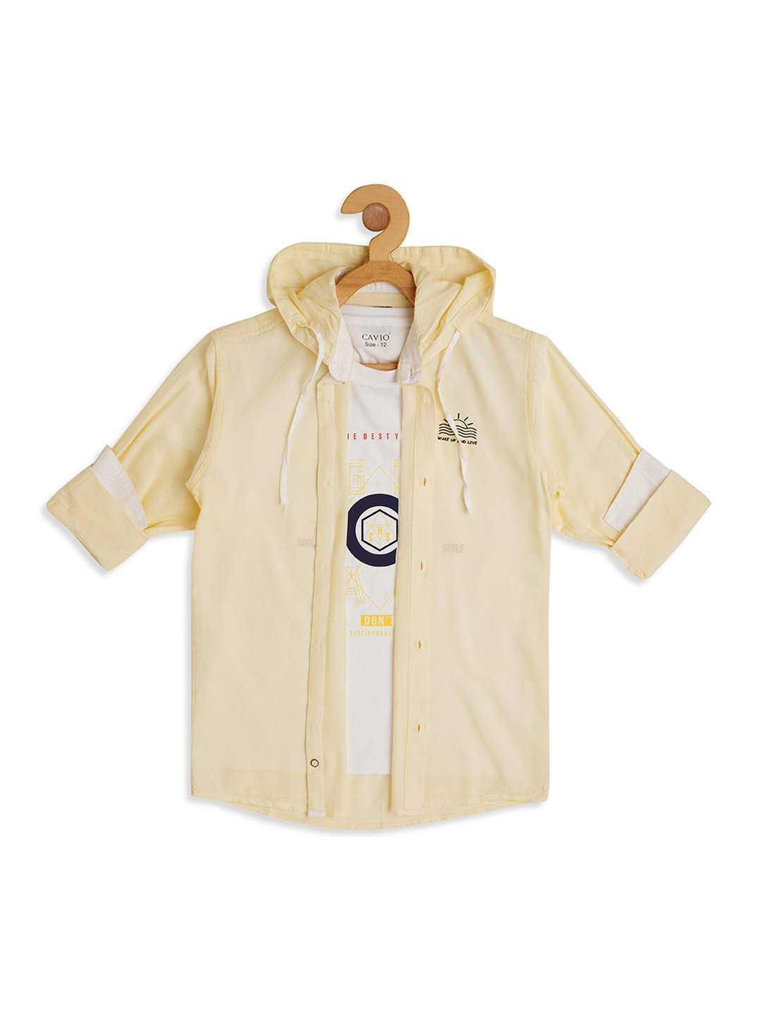 CAVIO Boys Hooded Long Sleeves Cotton Casual Shirt & T-Shirt