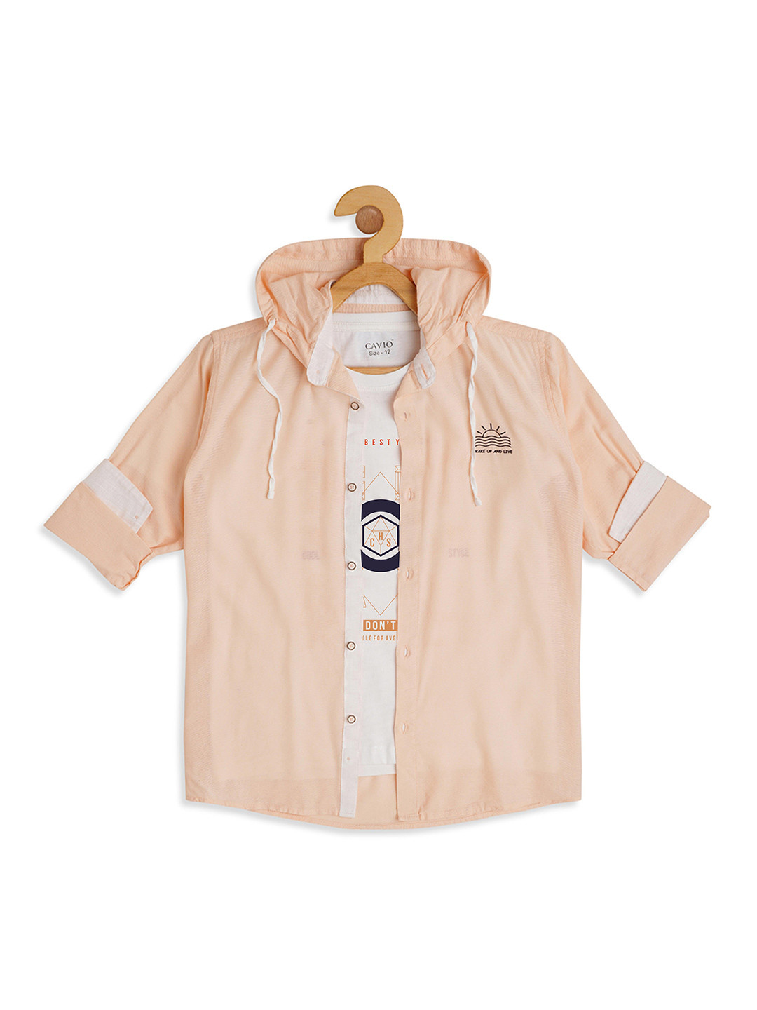 CAVIO Boys Hooded Long Sleeves Cotton Casual Shirt & T-Shirt