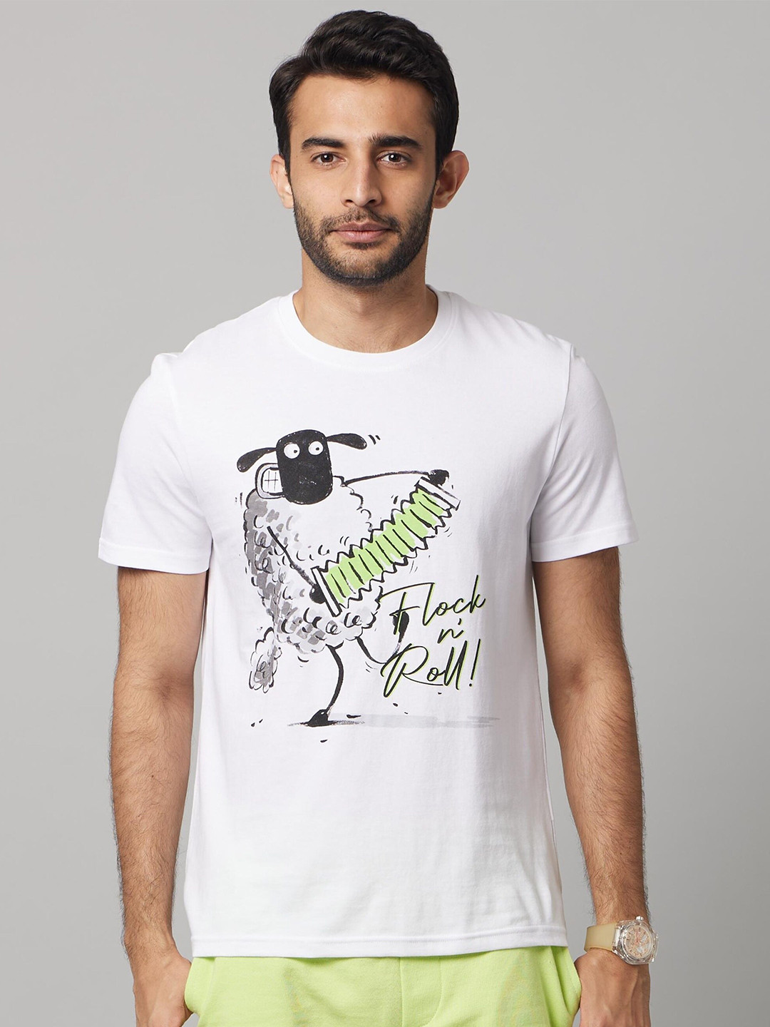 Celio Shaun the Sheep Printed Cotton T-shirt
