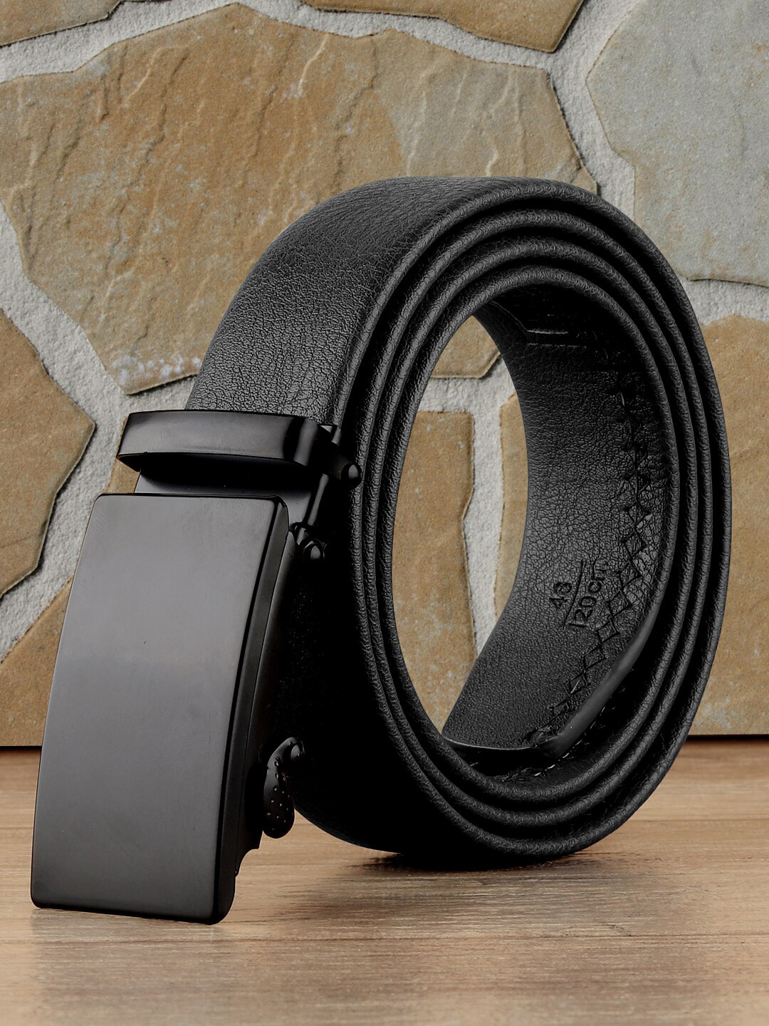 Roadster Men Black Artificial Leather Formal Belt with Slider Buckle